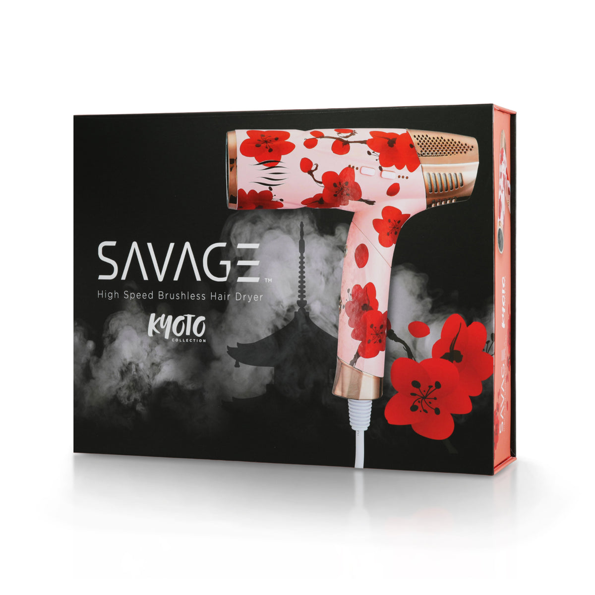 Savage Hair Dryer, Professional Blow Dryer for Women, Kyoto Design, 110,000 RPM Brushless Motor, Cool Shot