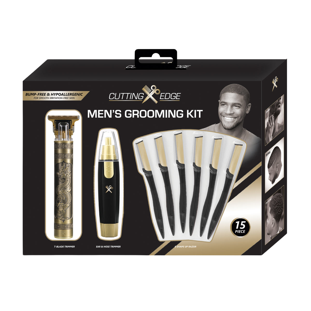 Cutting Edge Men's Grooming Kit Gift Set with T Blade Trimmer, Ear and Nose Hair Trimmer