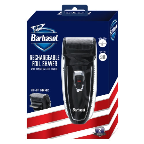 Rechargeable Electric Foil Shaver with Stainless Steel Blades and Pop Up Trimmer