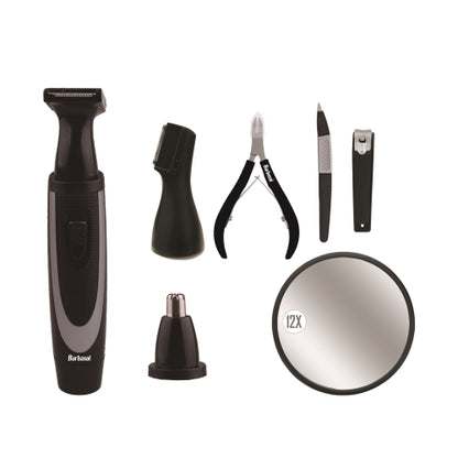 Deluxe Travel Grooming Set: Battery-Powered Detail Trimmer, Micro Trimmer, Nose Trimmer, Mirror, and More