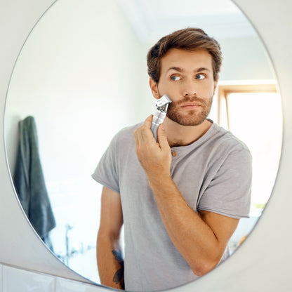 Deluxe Travel Grooming Kit: Rechargeable T Blade Shaver, Ear and Nose Trimmer, Manicure Set, and Hanging Travel Bag