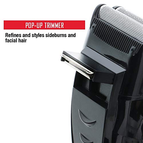 Rechargeable Electric Foil Shaver with Stainless Steel Blades and Pop Up Trimmer
