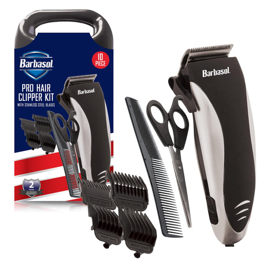 Professional Hair Clipper Kit with Stainless Steel Blades, 4 Guide Combs, Adjustable Taper and Travel Bag