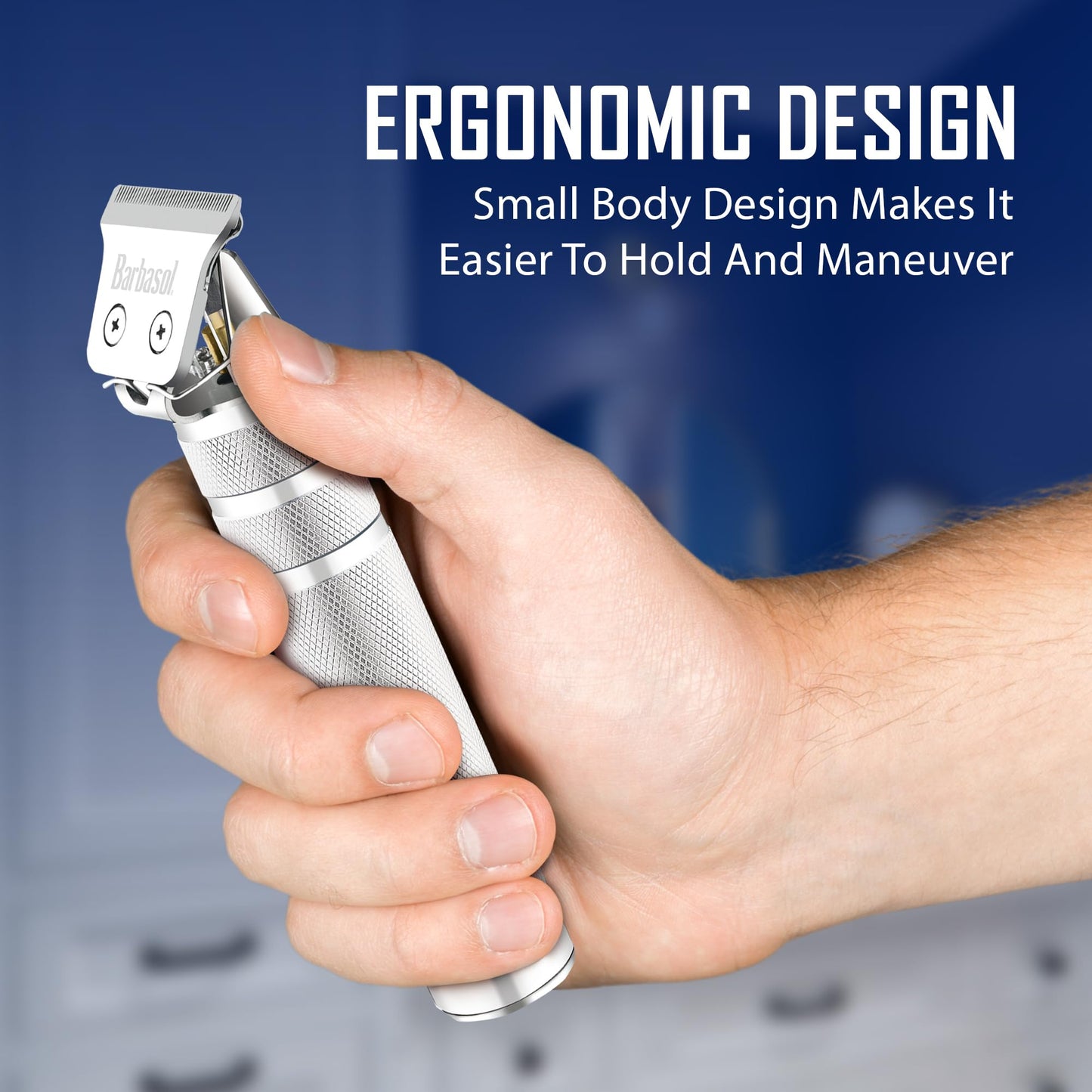 Stainless-Steel Rechargeable Zero-Gapped T-Blade Trimmer, Hanging Blade, 3 Guide Combs