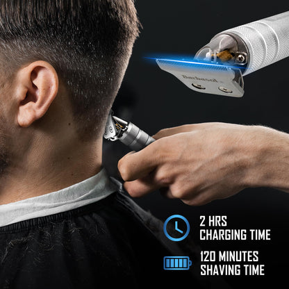 Stainless-Steel Rechargeable Zero-Gapped T-Blade Trimmer, Hanging Blade, 3 Guide Combs