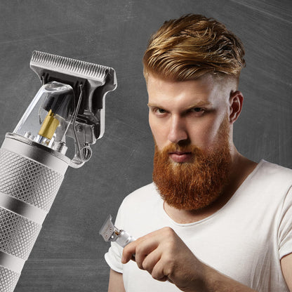 Stainless-Steel Rechargeable Zero-Gapped T-Blade Trimmer, Hanging Blade, 3 Guide Combs