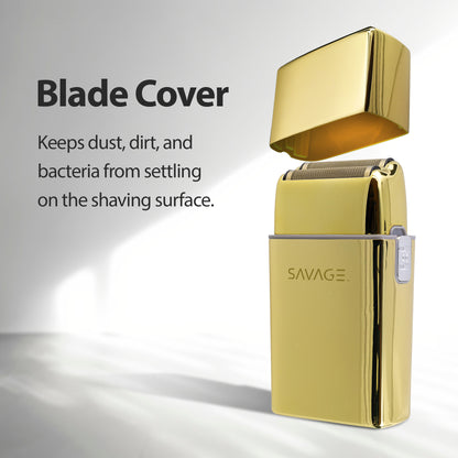 Savage Foil Shaver for Men, Professional Reciprocating Dual Blade Double Gold Foil Shaver, Hypoallergenic