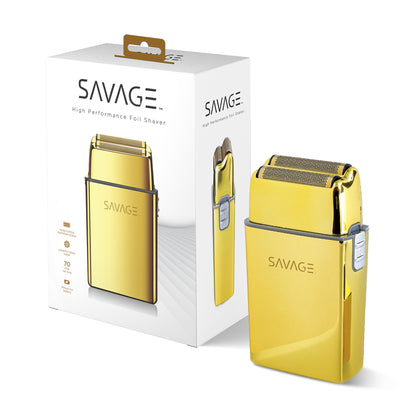 Savage Foil Shaver for Men, Professional Reciprocating Dual Blade Double Gold Foil Shaver, Hypoallergenic
