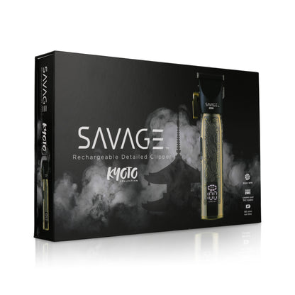 Savage Professional Hair Clippers for Men, Diamond-Like-Carbon Fixed Blade, Ceramic Moving Blade, Zinc Alloy Body, 180 Minute Runtime, LCD Screen, 7500/9000 RPM Settings, 4 Adjustable Cutting Lengths