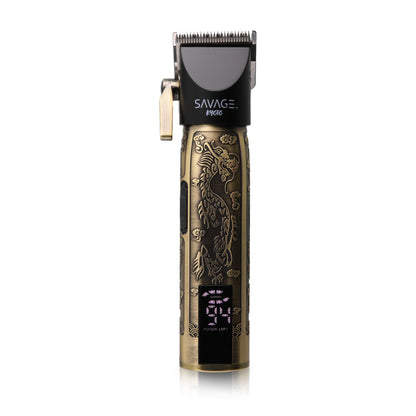 Savage Professional Hair Clippers for Men, Diamond-Like-Carbon Fixed Blade, Ceramic Moving Blade, Zinc Alloy Body, 180 Minute Runtime, LCD Screen, 7500/9000 RPM Settings, 4 Adjustable Cutting Lengths