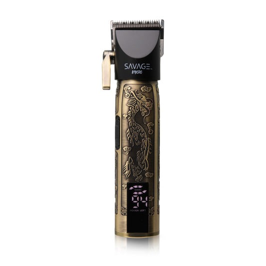 Savage Professional Hair Clippers for Men, Diamond-Like-Carbon Fixed Blade, Ceramic Moving Blade, Zinc Alloy Body, 180 Minute Runtime, LCD Screen, 7500/9000 RPM Settings, 4 Adjustable Cutting Lengths