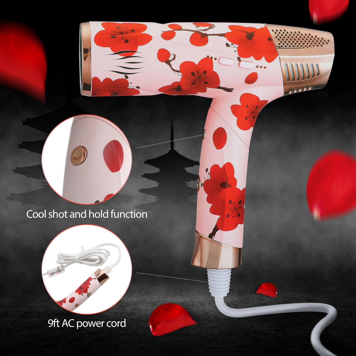 Savage Hair Dryer, Professional Blow Dryer for Women, Kyoto Design, 110,000 RPM Brushless Motor, Cool Shot