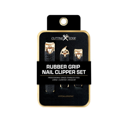 Cutting Edge Nail Clipper Set, 3 Piece Stainless Steel Nail Clippers with Rubber Grip