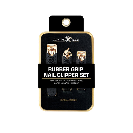 Cutting Edge Nail Clipper Set, 3 Piece Stainless Steel Nail Clippers with Rubber Grip