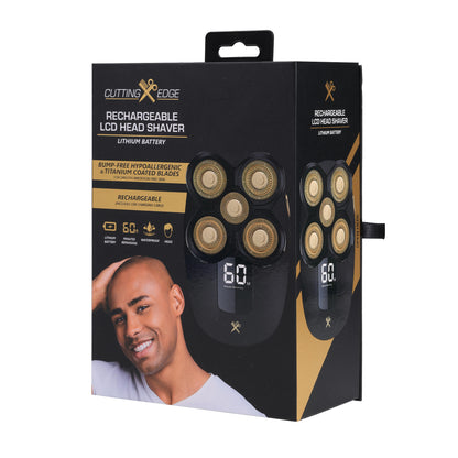 Cutting Edge Rechargeable Head Shaver for Men, 5 Pivoting Rotary Heads, Wet & Dry Waterproof Electric Head Razor
