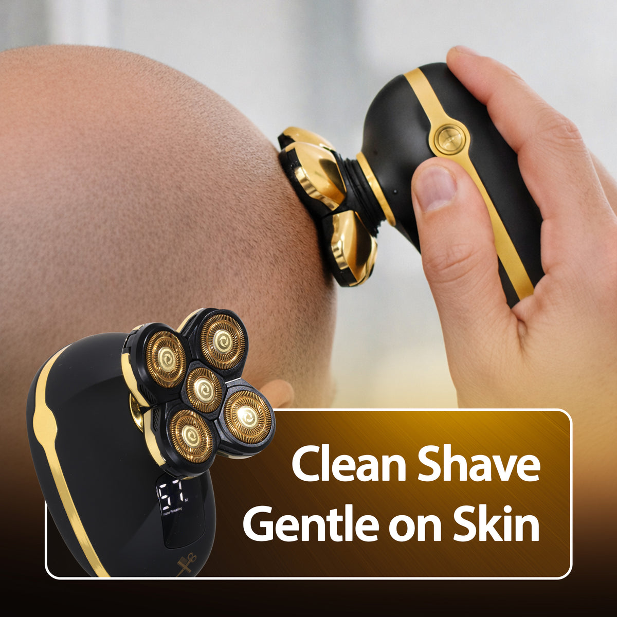 Cutting Edge Rechargeable Head Shaver for Men, 5 Pivoting Rotary Heads, Wet & Dry Waterproof Electric Head Razor