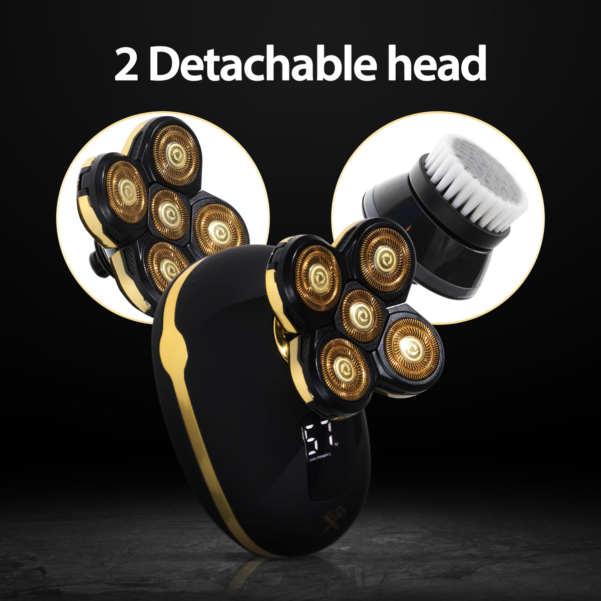 Cutting Edge Rechargeable Head Shaver for Men, 5 Pivoting Rotary Heads, Wet & Dry Waterproof Electric Head Razor