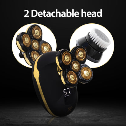 Cutting Edge Rechargeable Head Shaver for Men, 5 Pivoting Rotary Heads, Wet & Dry Waterproof Electric Head Razor