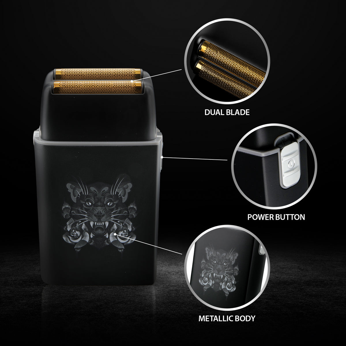 Savage Foil Shaver for Men, Professional Reciprocating Dual Blade Double Gold Foil Shaver, Hypoallergenic