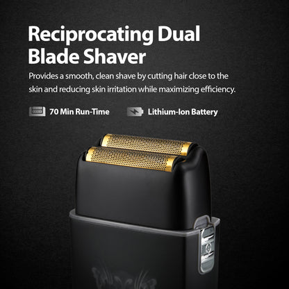 Savage Foil Shaver for Men, Professional Reciprocating Dual Blade Double Gold Foil Shaver, Hypoallergenic