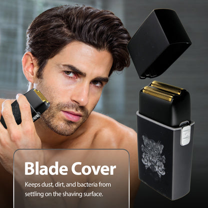 Savage Foil Shaver for Men, Professional Reciprocating Dual Blade Double Gold Foil Shaver, Hypoallergenic