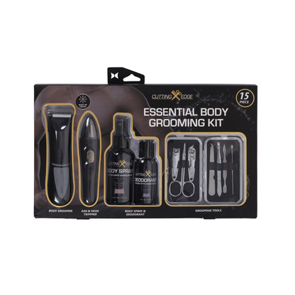 Cutting Edge Essential Body Grooming Kit for Men, 15-Piece Gift Set with Body Groomer, Nose and Ear Trimmer