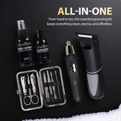 Cutting Edge Essential Body Grooming Kit for Men, 15-Piece Gift Set with Body Groomer, Nose and Ear Trimmer