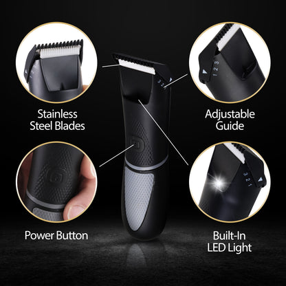 Cutting Edge Essential Body Grooming Kit for Men, 15-Piece Gift Set with Body Groomer, Nose and Ear Trimmer