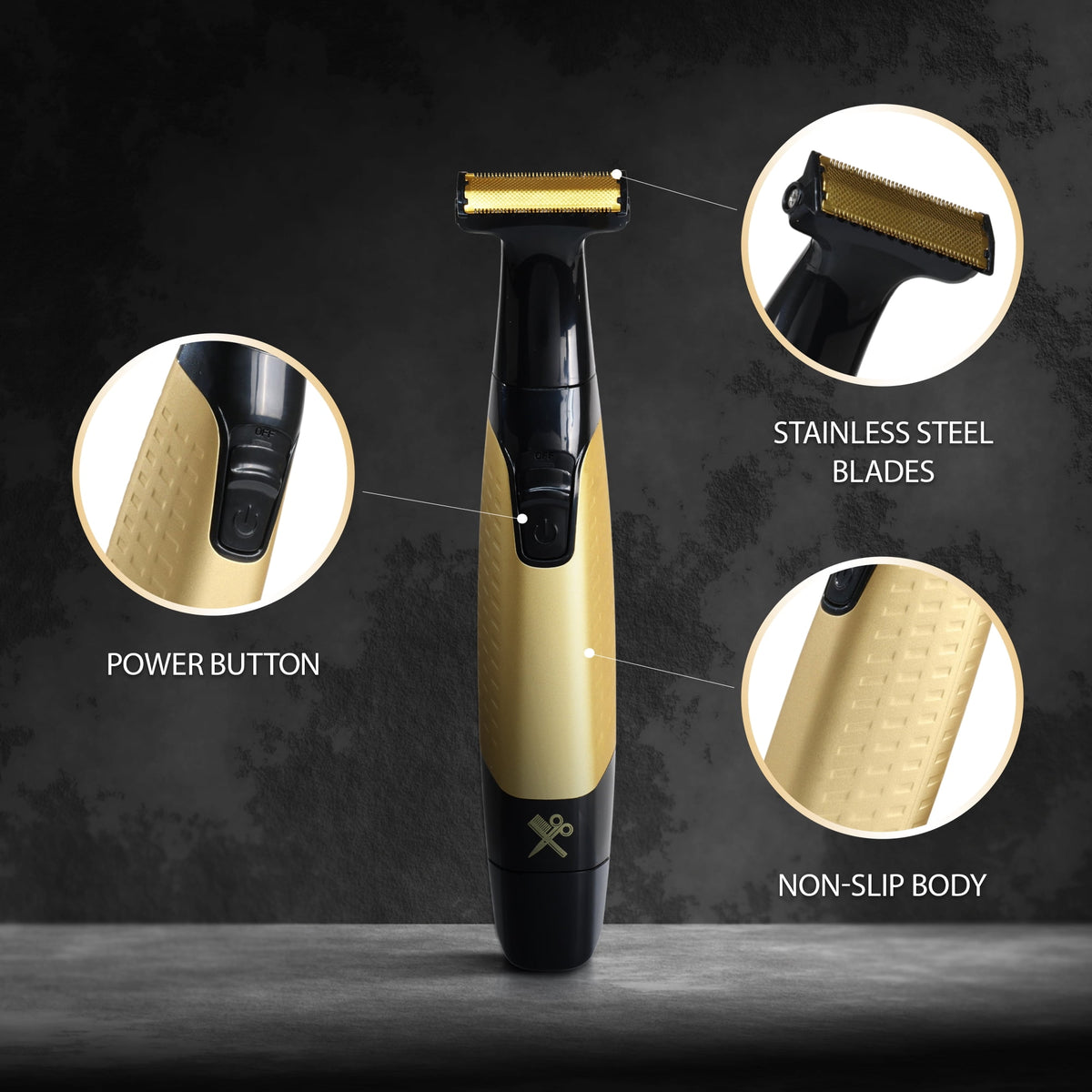 Cutting Edge Single Blade Face & Body Shaver for Men w/ 5 Guide Combs, Wet/Dry Battery-Powered