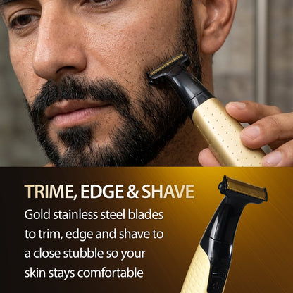 Cutting Edge Single Blade Face & Body Shaver for Men w/ 5 Guide Combs, Wet/Dry Battery-Powered