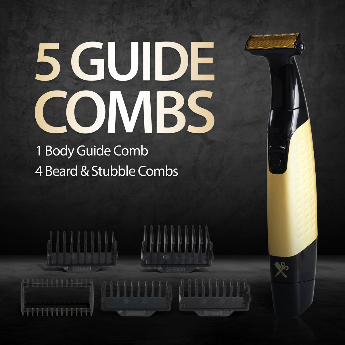 Cutting Edge Single Blade Face & Body Shaver for Men w/ 5 Guide Combs, Wet/Dry Battery-Powered