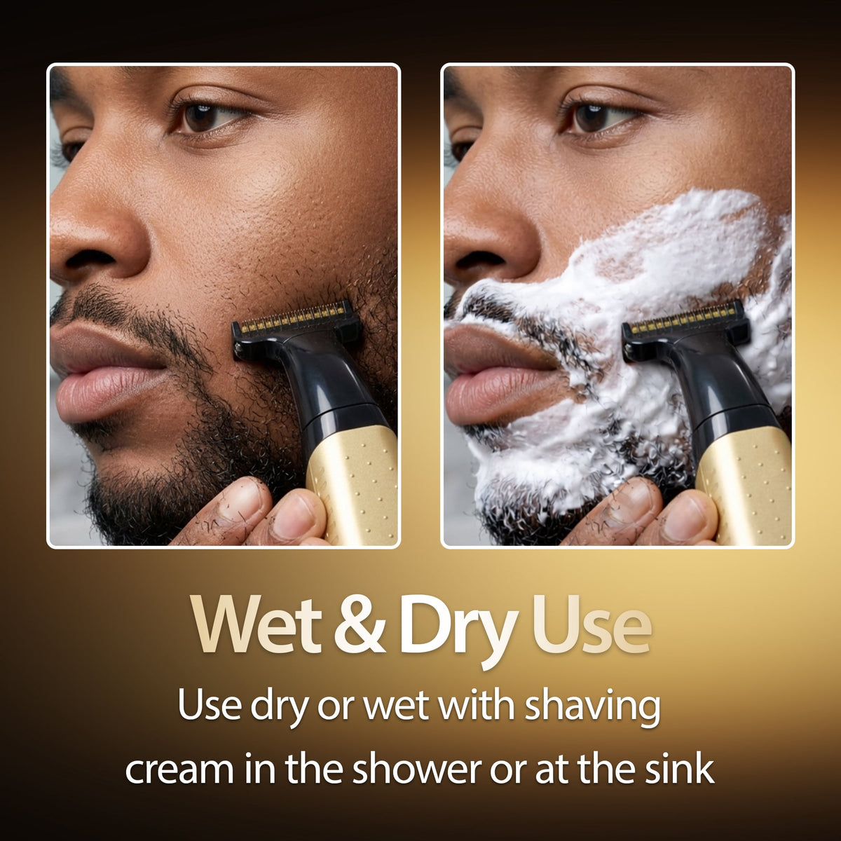 Cutting Edge Single Blade Face & Body Shaver for Men w/ 5 Guide Combs, Wet/Dry Battery-Powered
