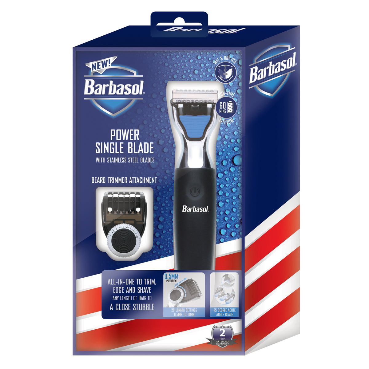 Power Single Blade with Beard Trimmer Attachment