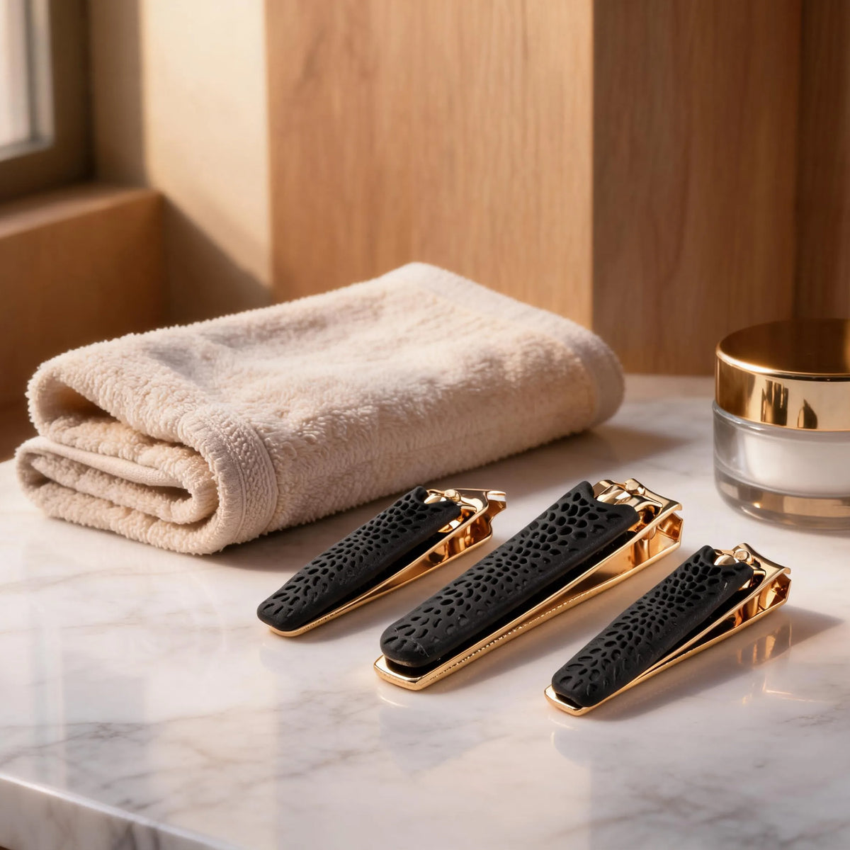 Cutting Edge Nail Clipper Set, 3 Piece Stainless Steel Nail Clippers with Rubber Grip
