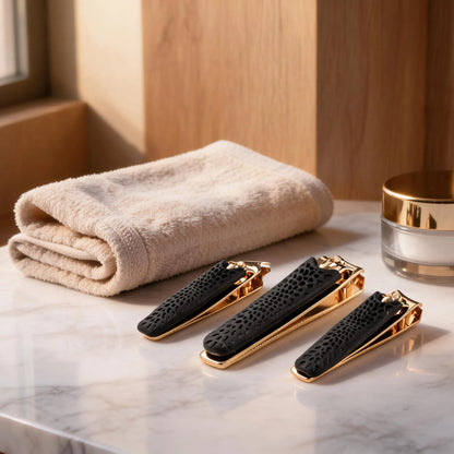 Cutting Edge Nail Clipper Set, 3 Piece Stainless Steel Nail Clippers with Rubber Grip