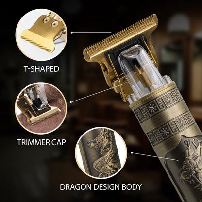 Cutting Edge T-Blade Beard Trimmer for Men with Ergonomic Dragon Handle, Zero-Gapped, 4 Guide Combs