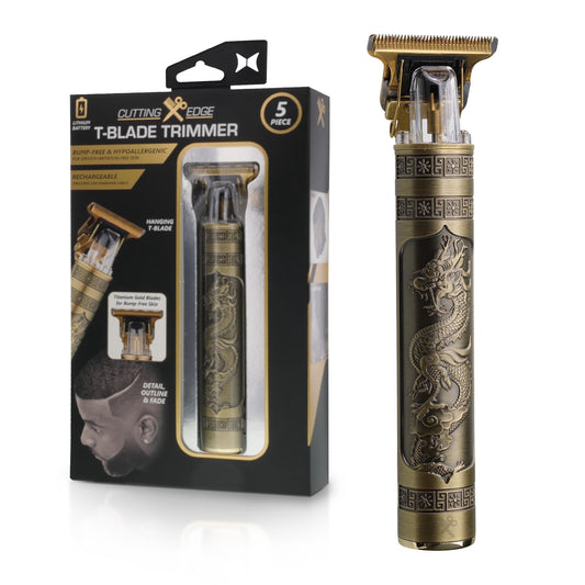 Cutting Edge T-Blade Beard Trimmer for Men with Ergonomic Dragon Handle, Zero-Gapped, 4 Guide Combs