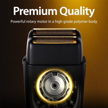 Cutting Edge Foil Shaver for Men, Dual Blade Electric Razor, Hypoallergenic Gold Foil