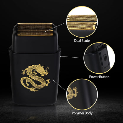 Cutting Edge Foil Shaver for Men, Dual Blade Electric Razor, Hypoallergenic Gold Foil