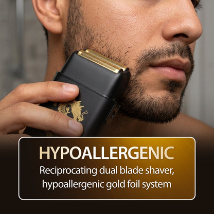 Cutting Edge Foil Shaver for Men, Dual Blade Electric Razor, Hypoallergenic Gold Foil