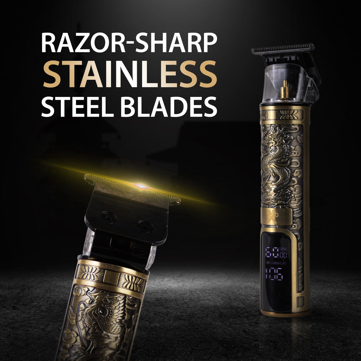 Cutting Edge Kyoto T-Blade Rechargeable Beard Trimmer for Men, Hair & Detail Grooming, LCD Display