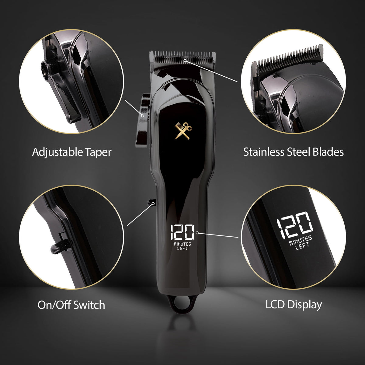 Cutting Edge Pro Hair Clipper, Rechargeable Cordless Hair Trimmer for Men with LCD Display