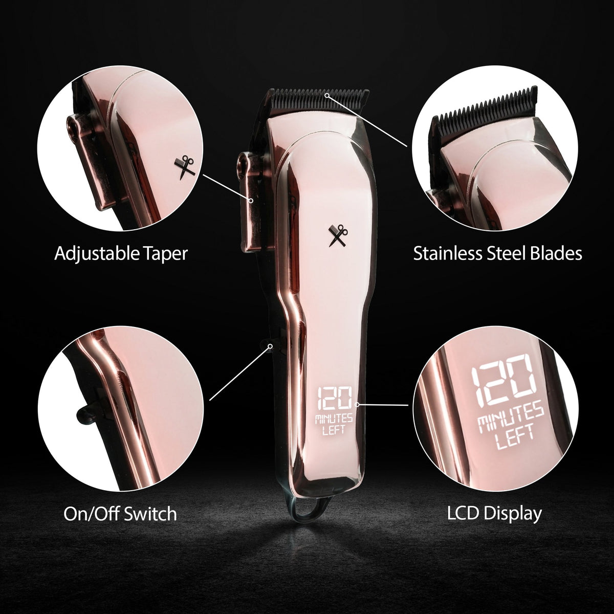 Cutting Edge Pro Hair Clipper, Rechargeable Cordless Hair Trimmer for Men with LCD Display