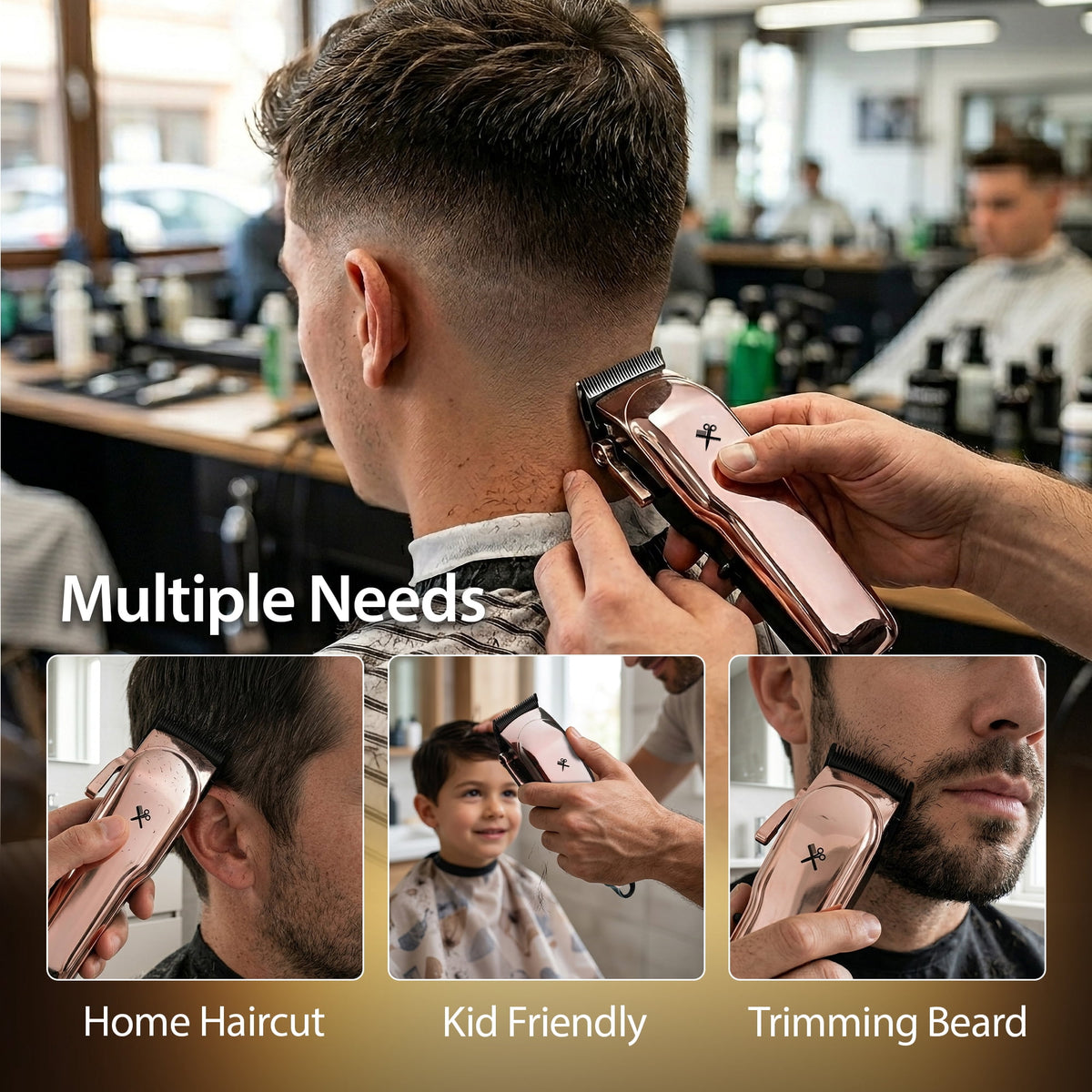 Cutting Edge Pro Hair Clipper, Rechargeable Cordless Hair Trimmer for Men with LCD Display
