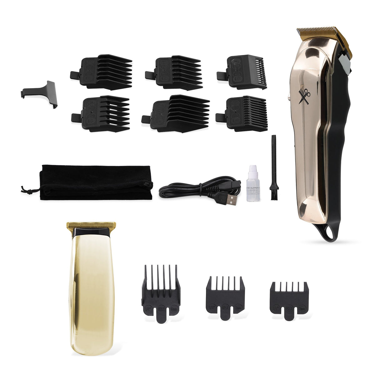 Cutting Edge Cordless Hair Clipper and Touch-Up Trimmer, 11-Piece Men’s Grooming Bundle