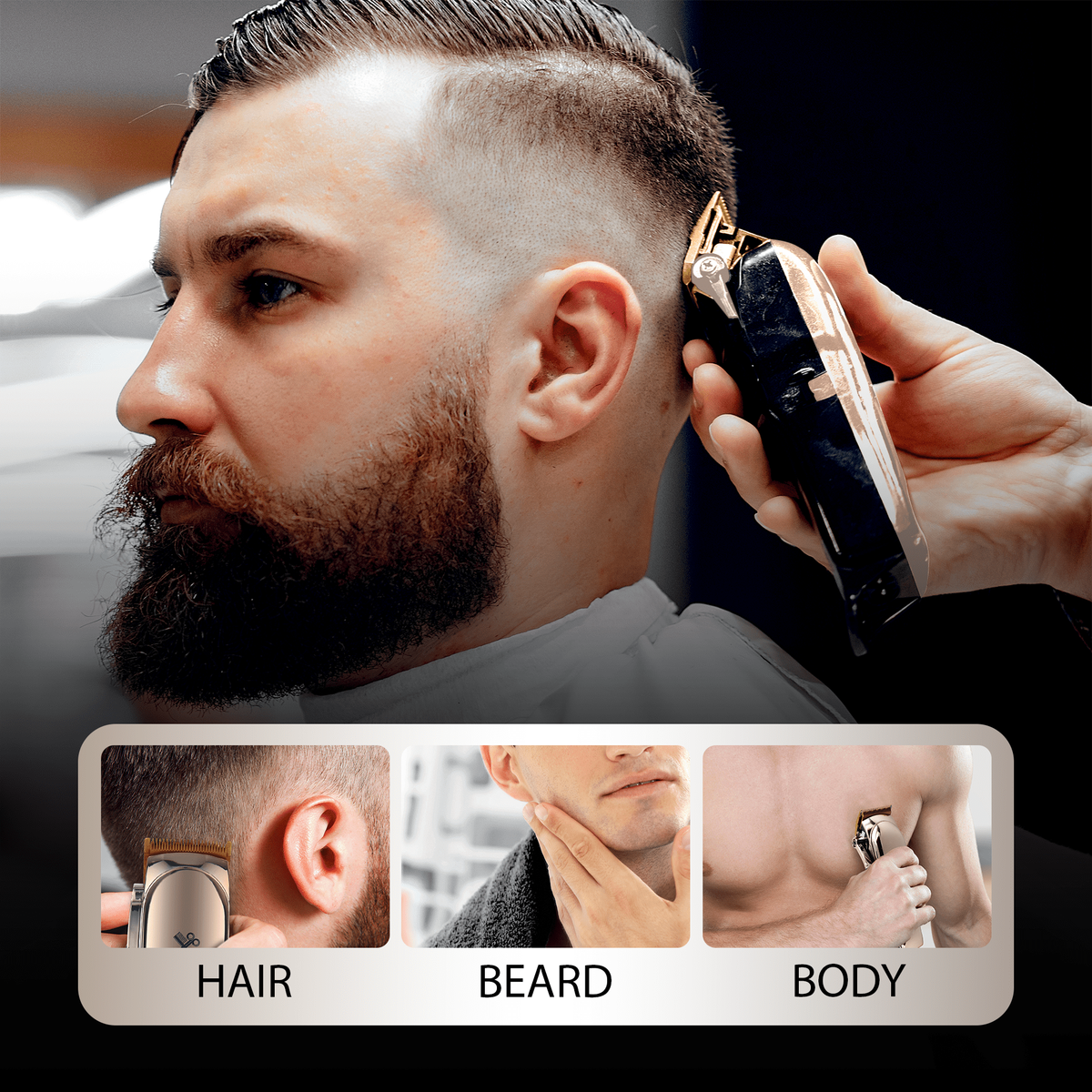 Cutting Edge Cordless Hair Clipper and Touch-Up Trimmer, 11-Piece Men’s Grooming Bundle