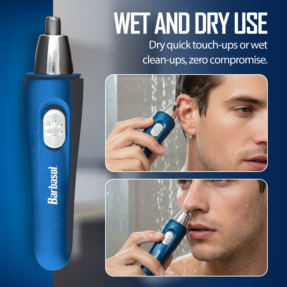Barbasol Men’s Face and Body Trimmer with Rechargeable Nose and Ear Hair Trimmer, 2-Piece Wet and Dry Grooming Bundle
