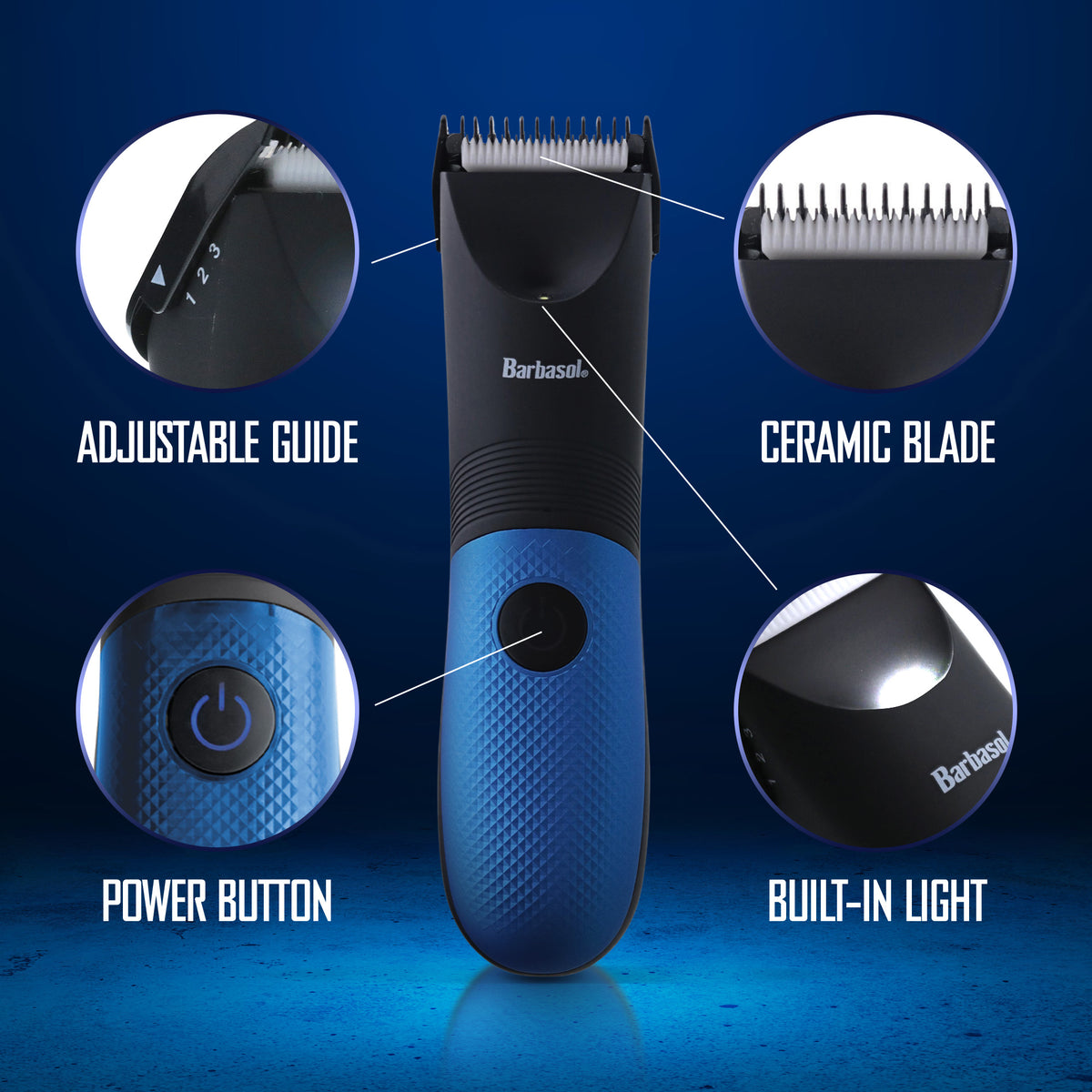 Barbasol Men’s Full Body Hair Trimmer and LED Ear & Nose Trimmer, 2-Piece Wet & Dry Grooming Bundle, Blue and Black