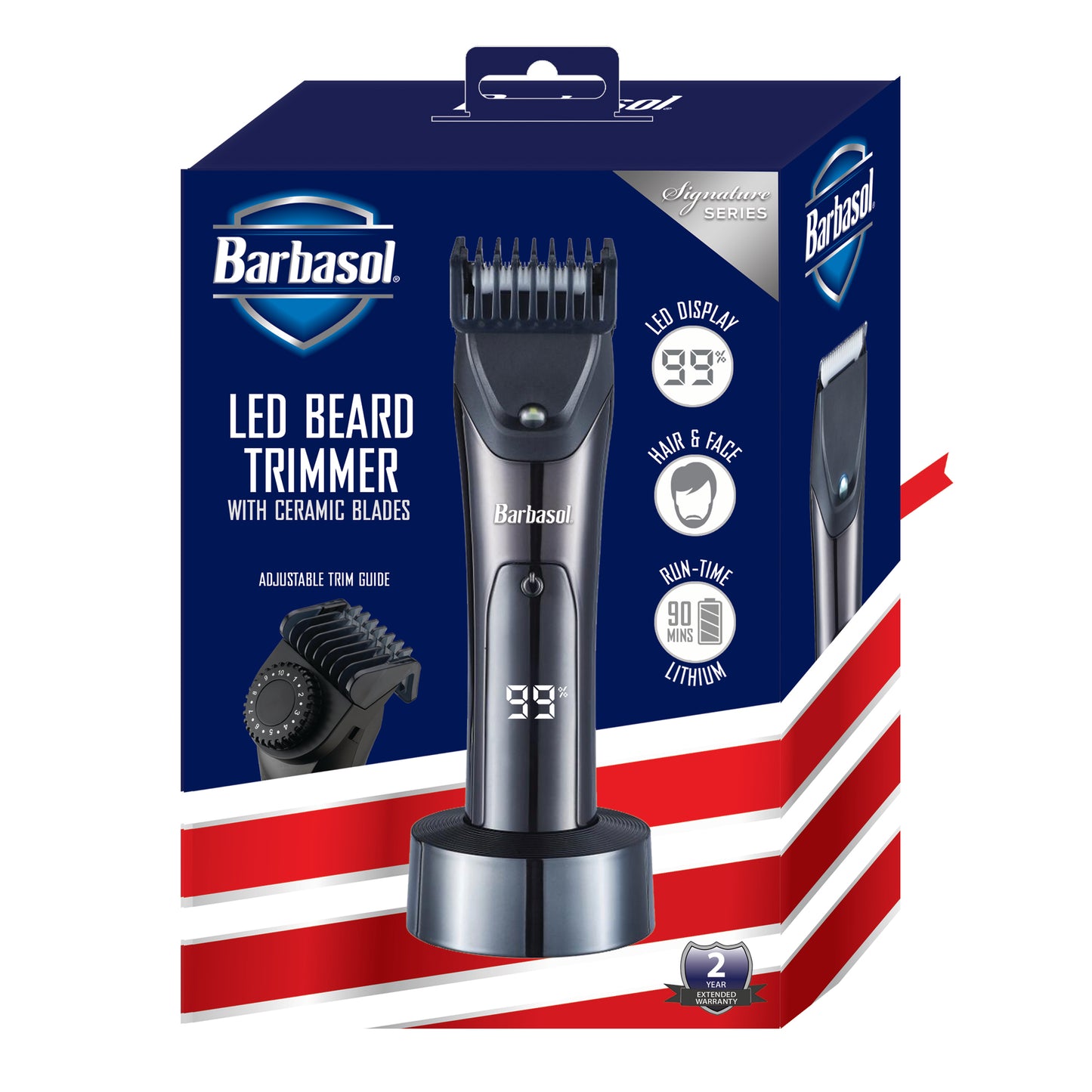 Rechargeable LCD Beard Trimmer with Ceramic Blade and LED Light