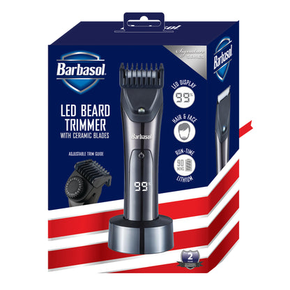 Rechargeable LCD Beard Trimmer with Ceramic Blade and LED Light